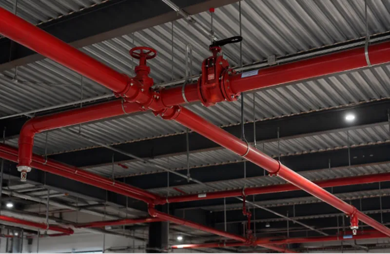 overhead-fire-sprinkler-piping-and-high-pressure-valves